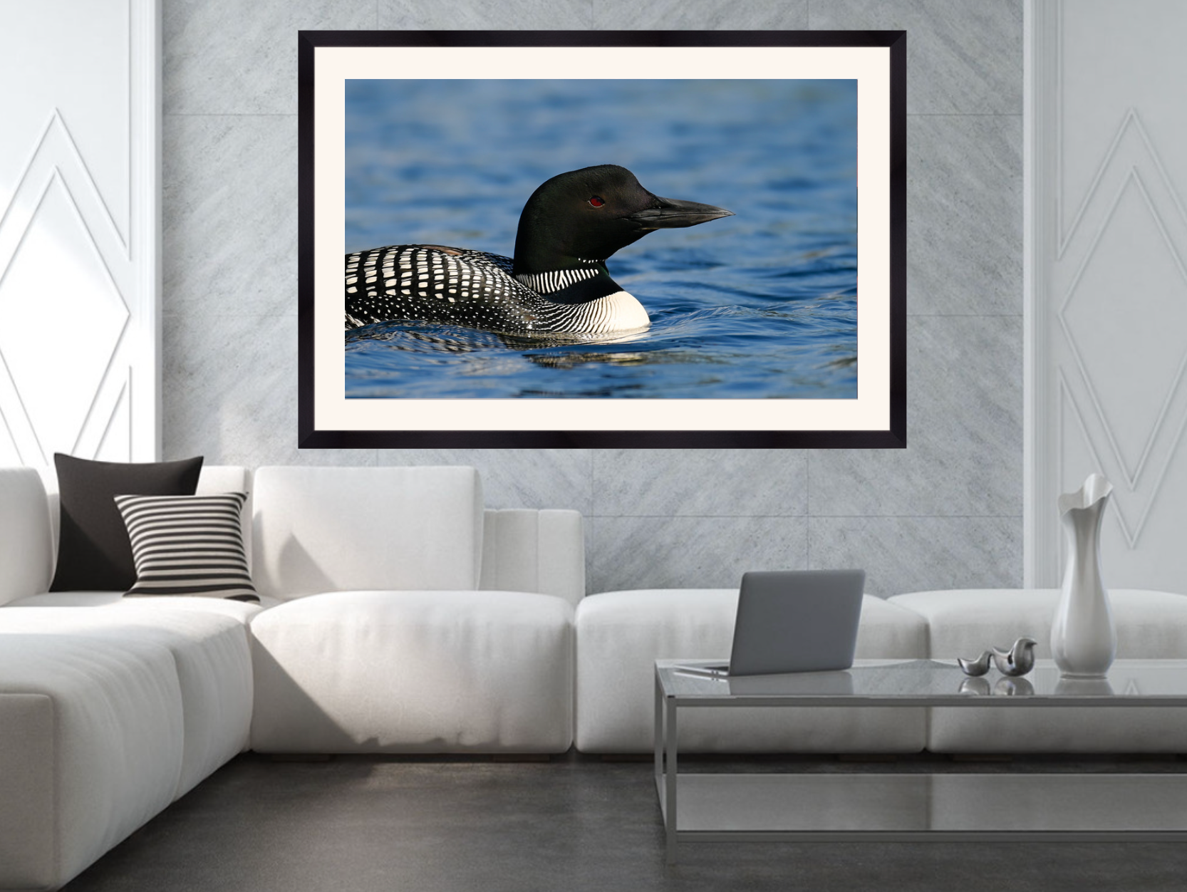 print of a Solitary Common Loon