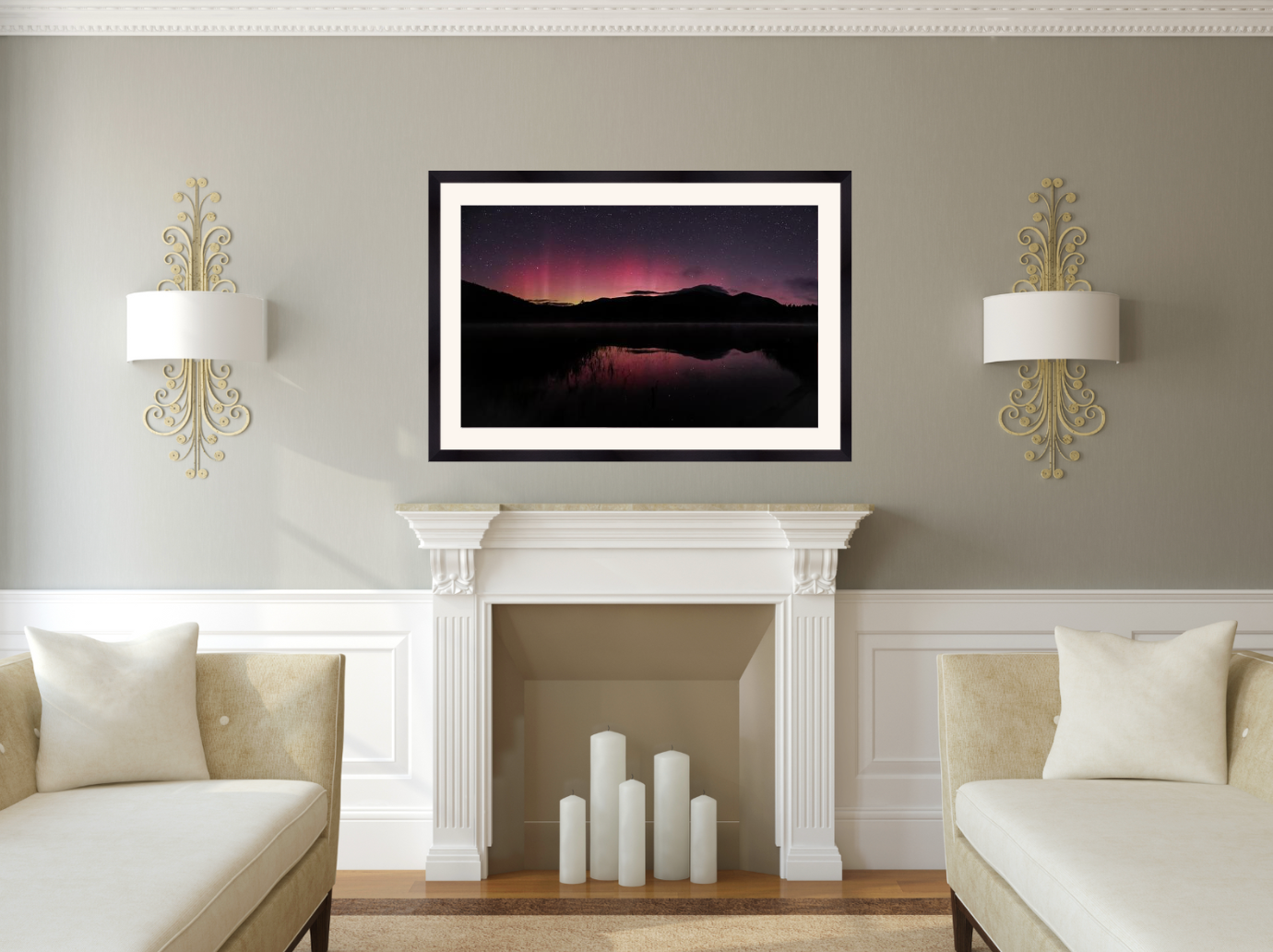 print of Northern Lights over Whiteface Mountain
