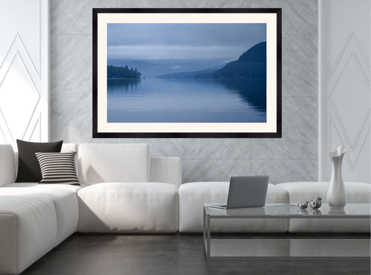 print of a Foggy Morning on Lake Placid