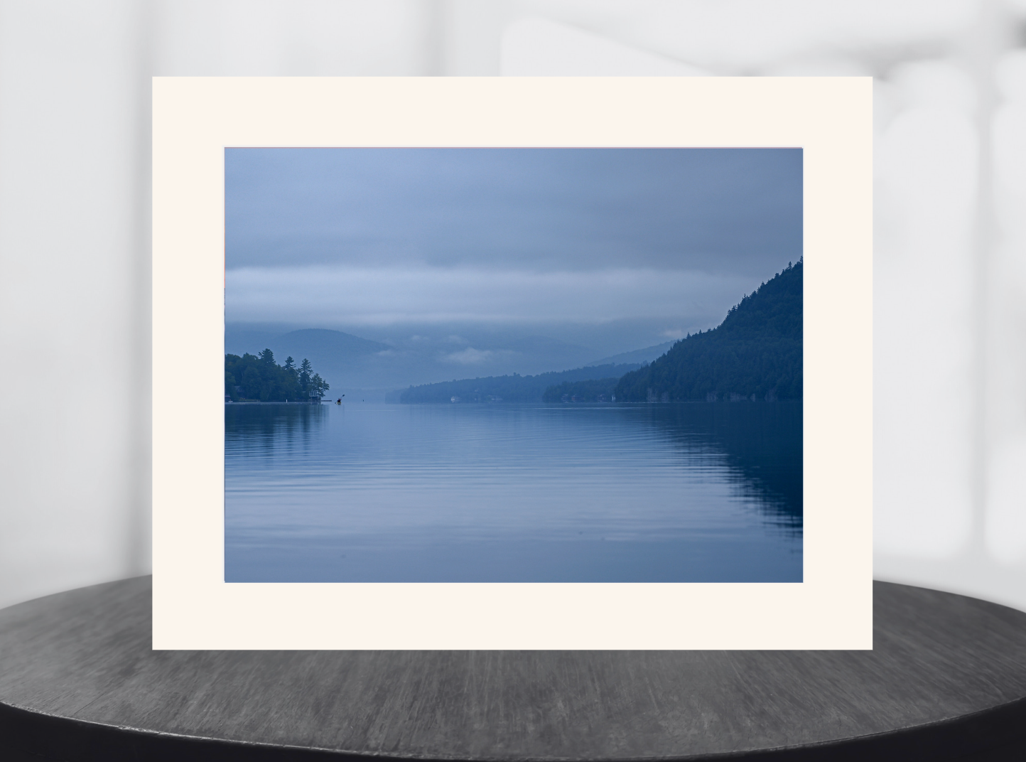 print of a Foggy Morning on Lake Placid