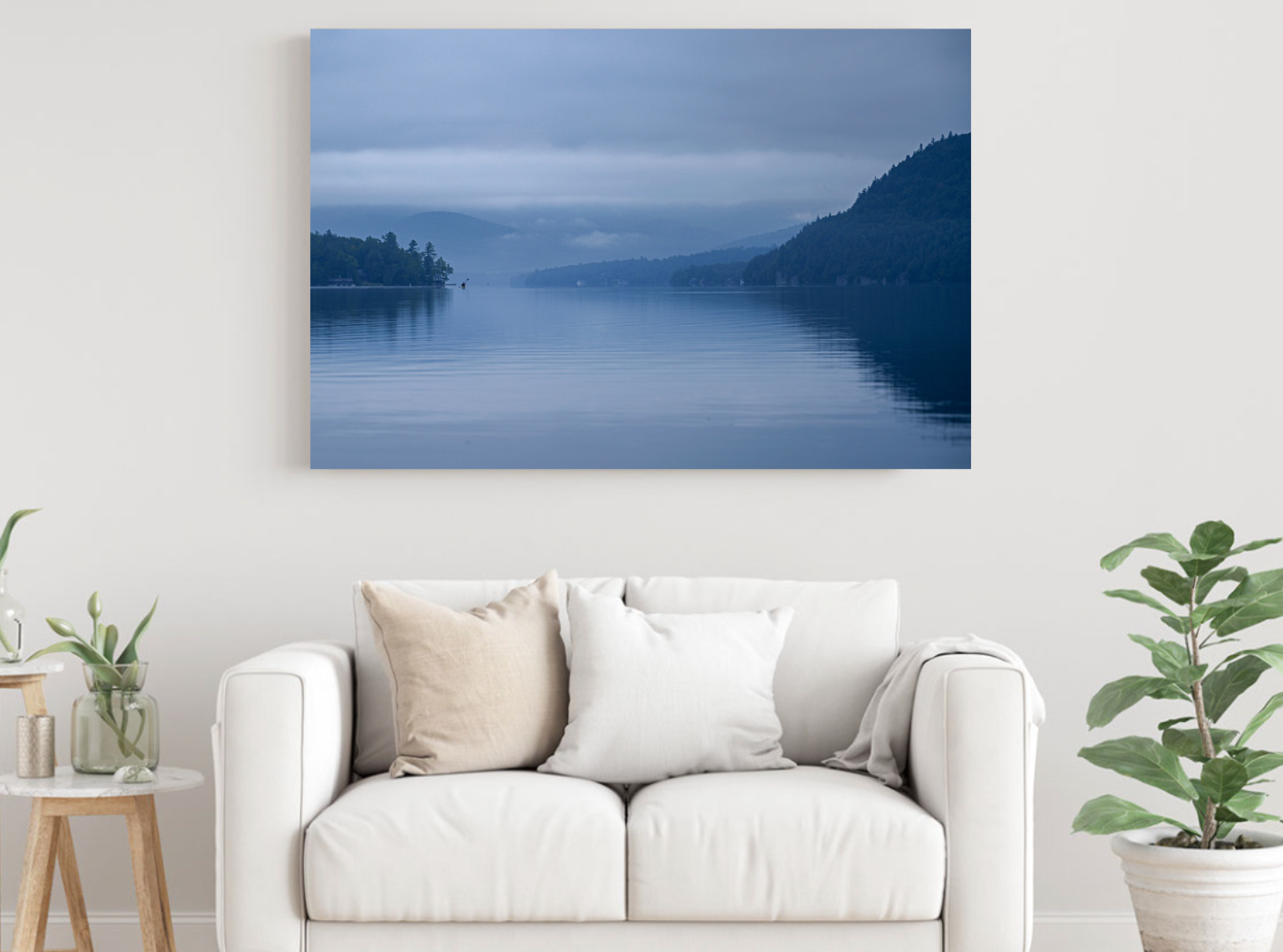 print of a Foggy Morning on Lake Placid