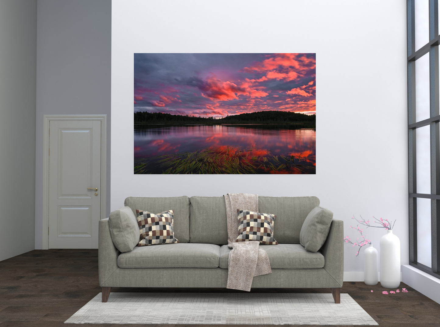 print of sunset reflections on lake colby