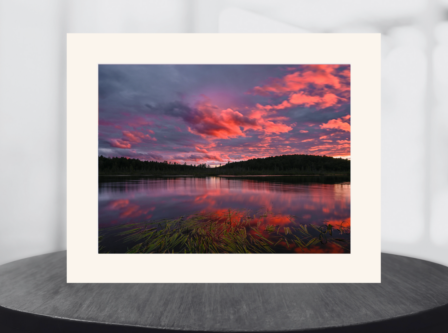 print of sunset reflections on lake colby