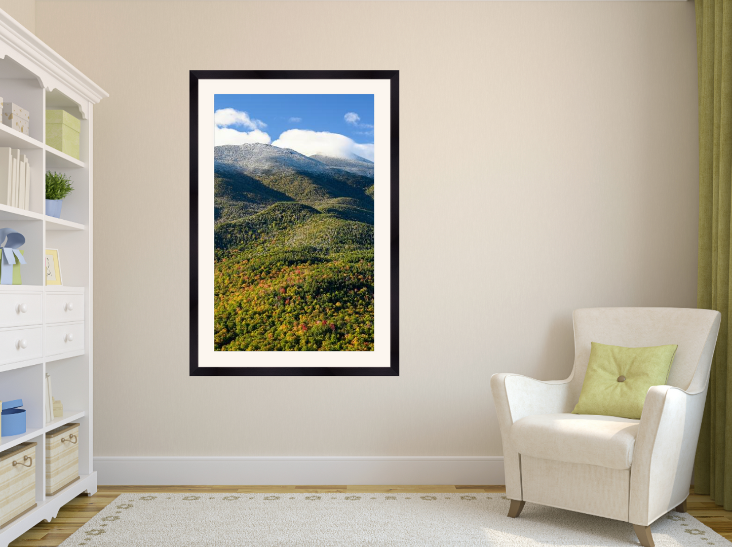 print of September Snow over the MacIntyre Range Adirondack Mountains