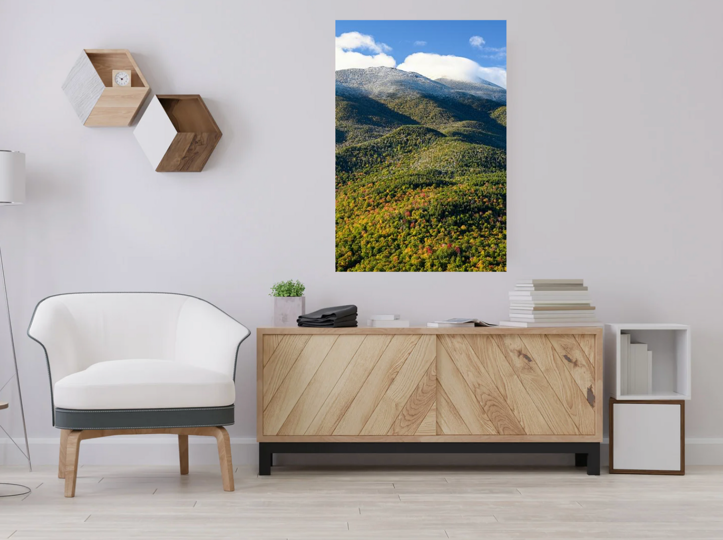 print of September Snow over the MacIntyre Range Adirondack Mountains