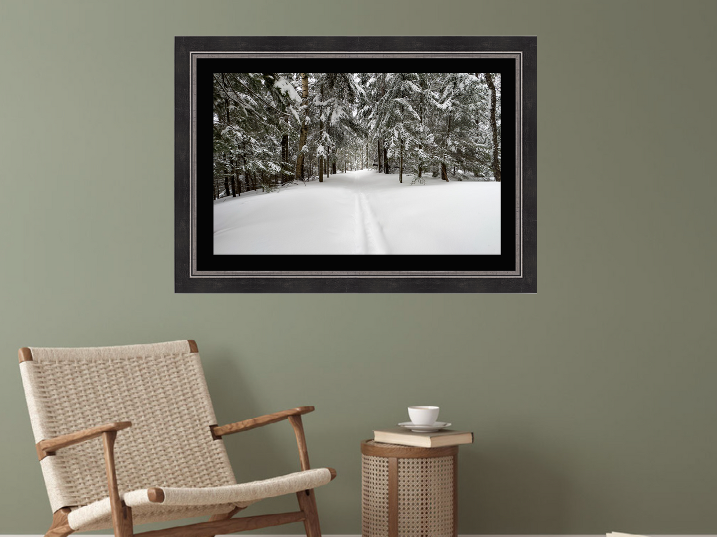 print of Ski Tracks in Powder Snow