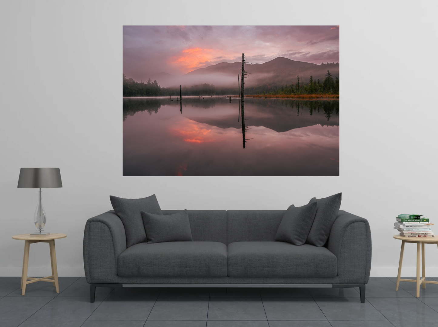 print of a sunrise reflection on a pond