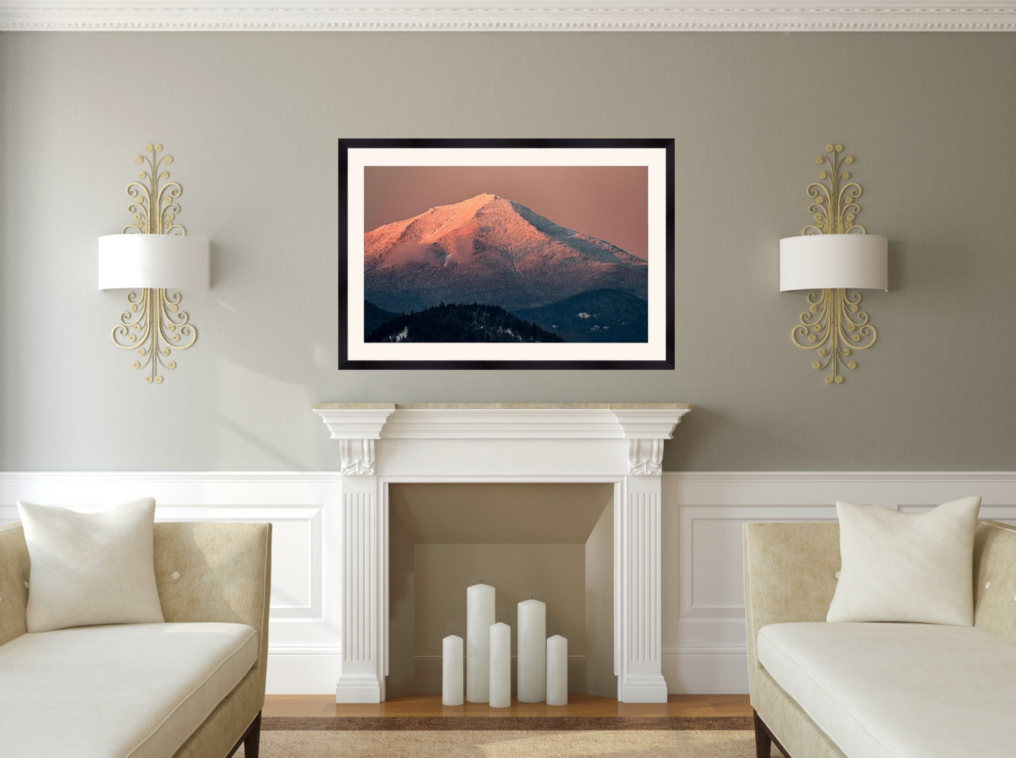 print of a Sunset Glow over Whiteface mountain
