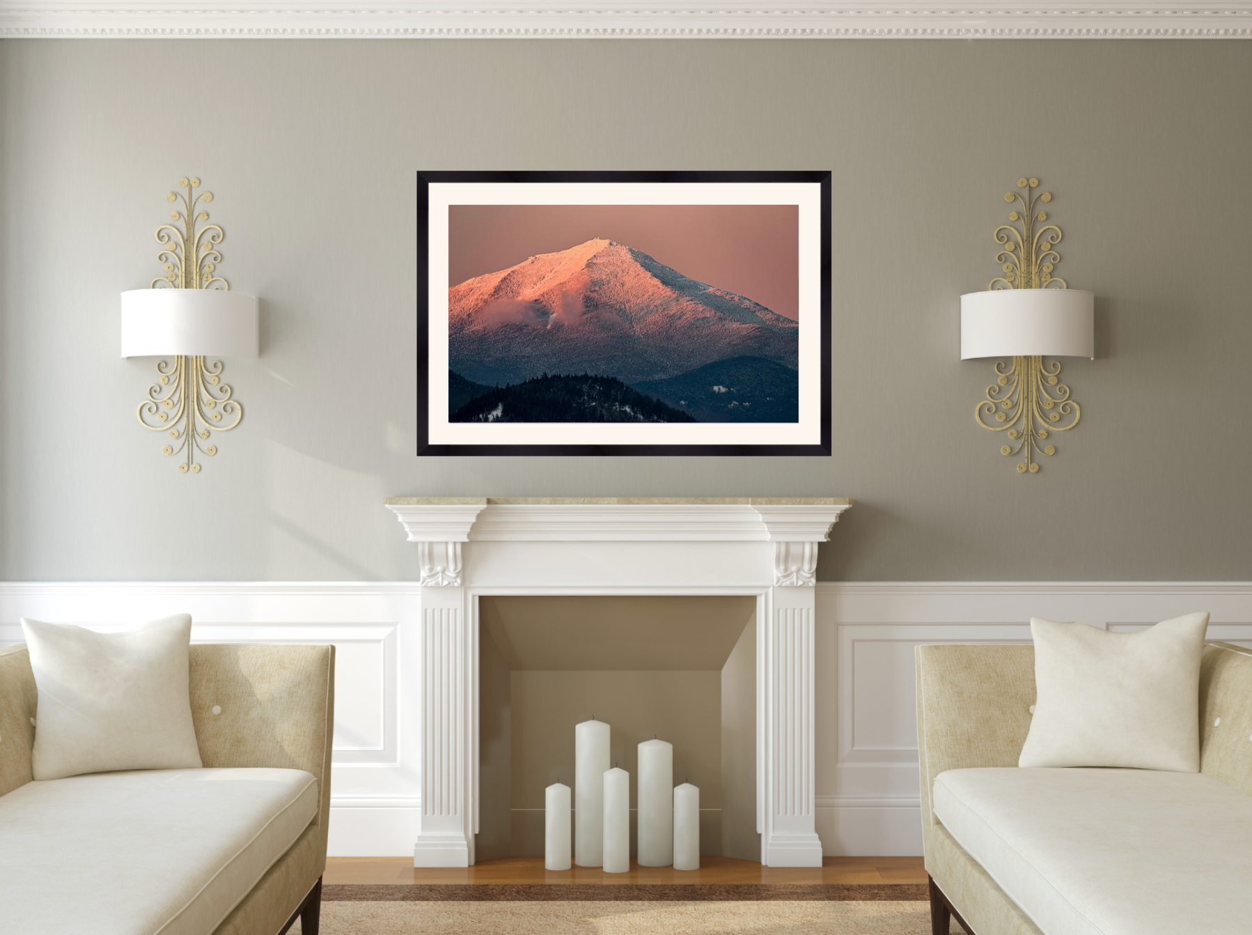 print of a Sunset Glow over Whiteface mountain