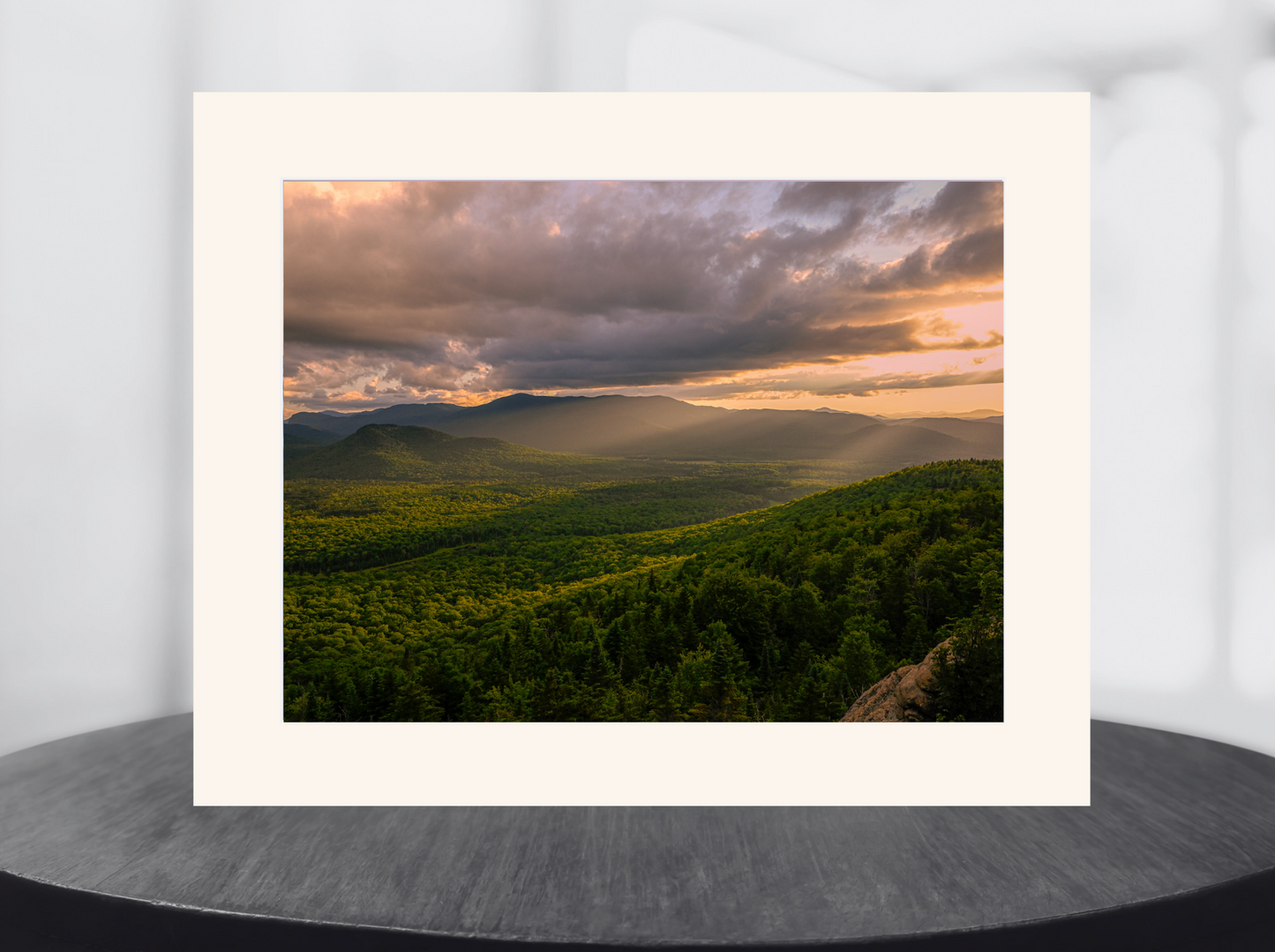 sunset over the adirondack mountains