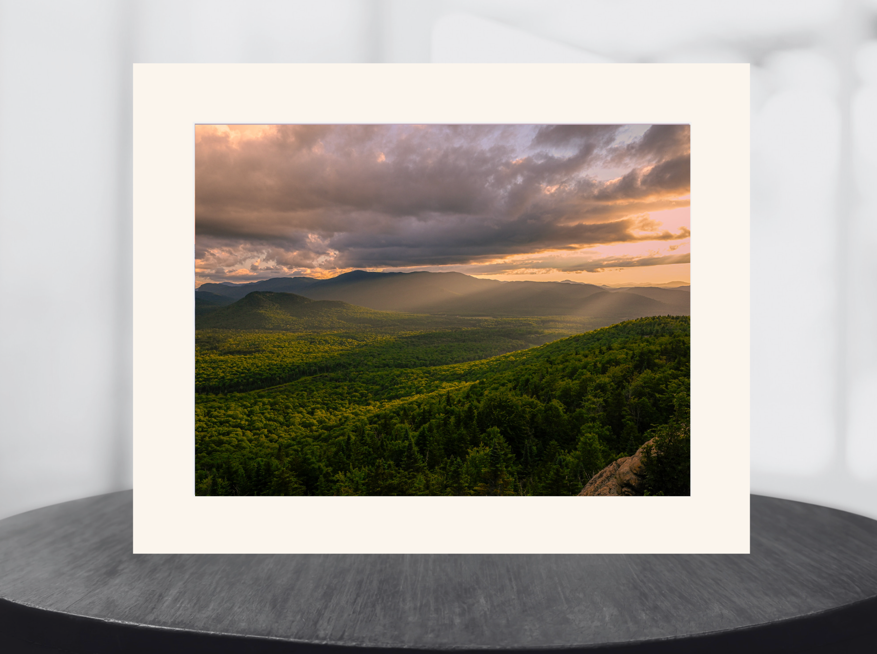sunset over the adirondack mountains
