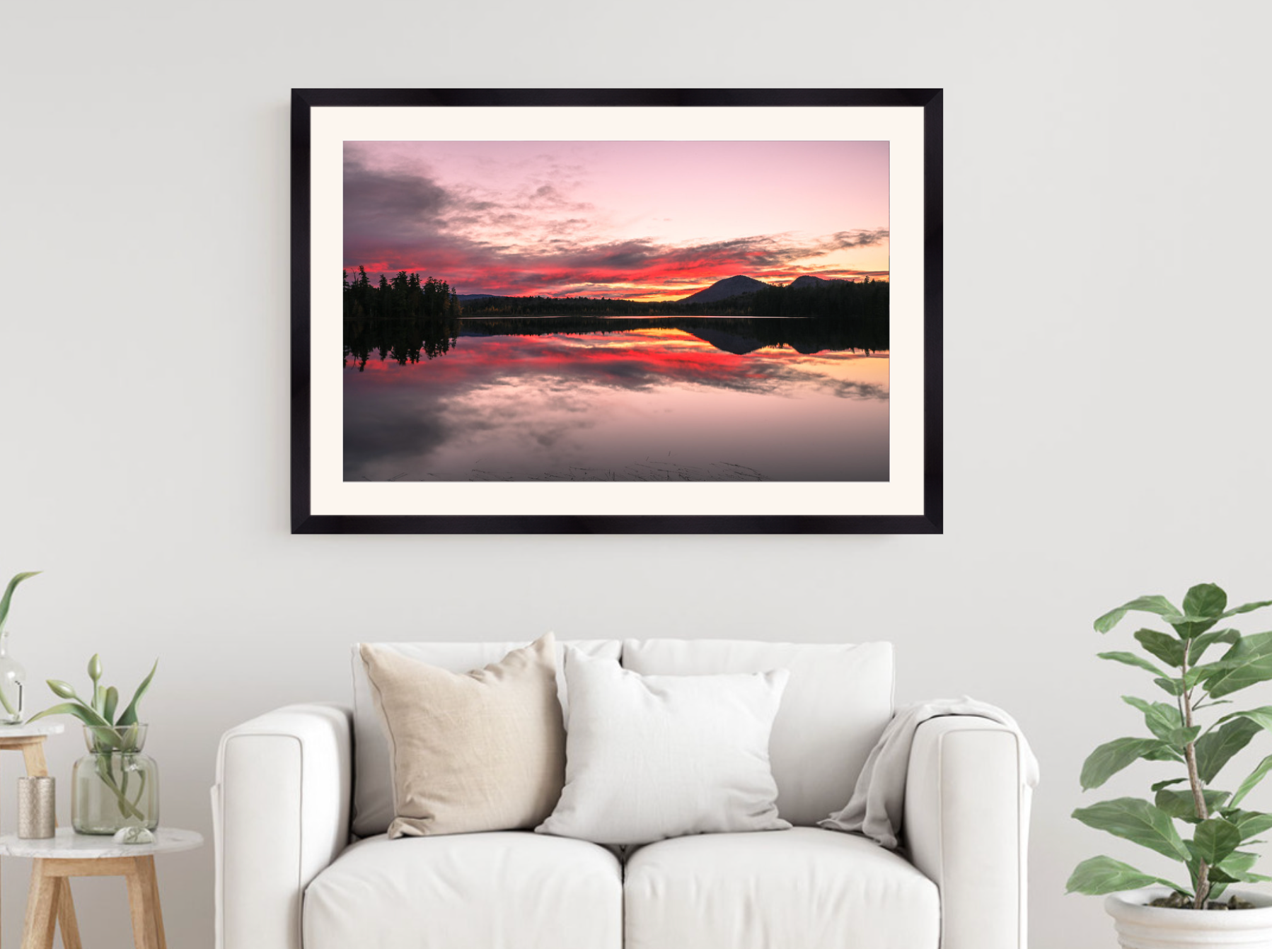 print of sunrise reflections on a pond