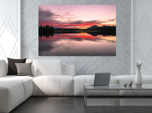 print of sunrise reflections on a pond