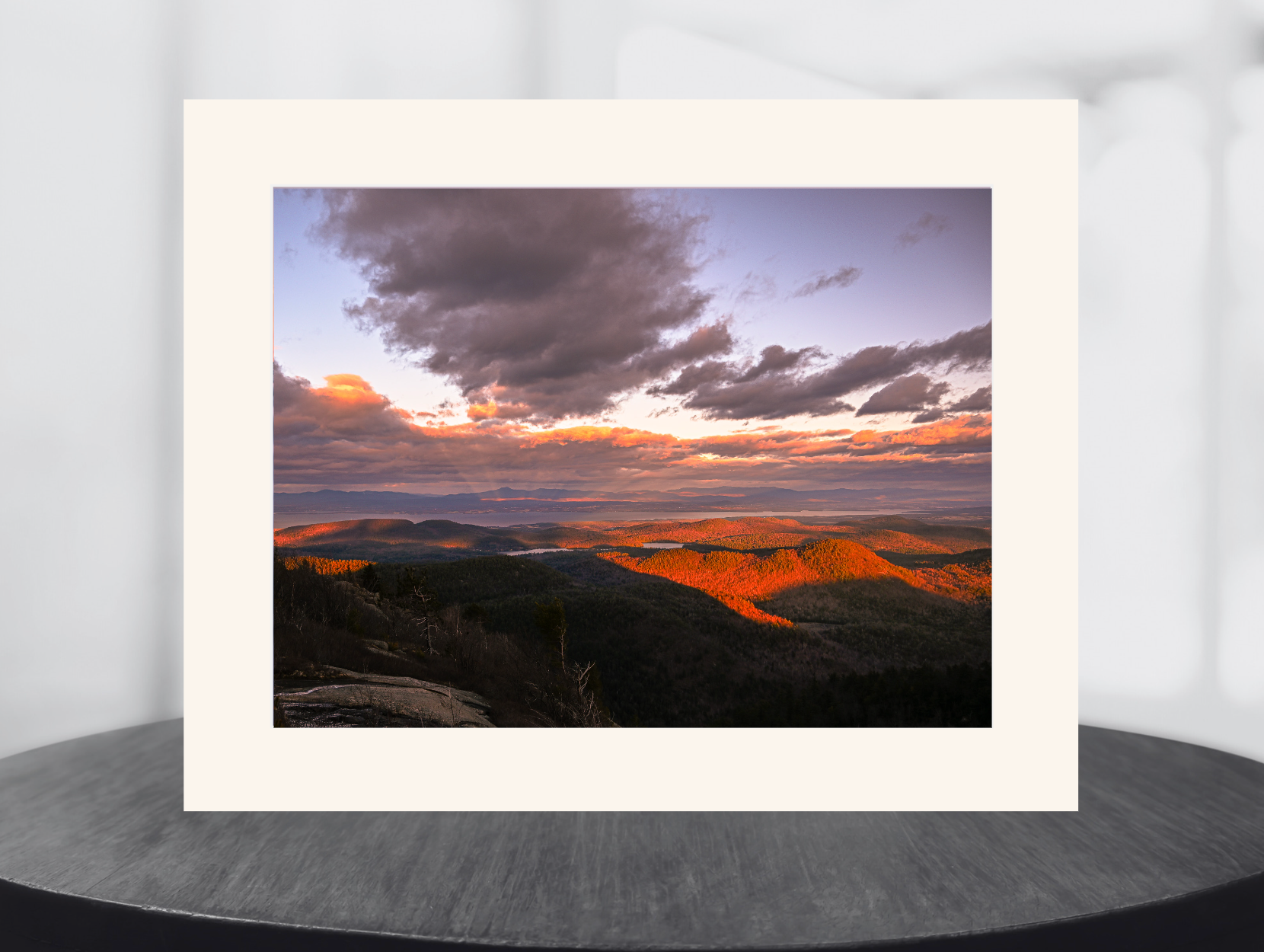 print of a Sunset from Poke-O-Moonshine Adirondack Mountains
