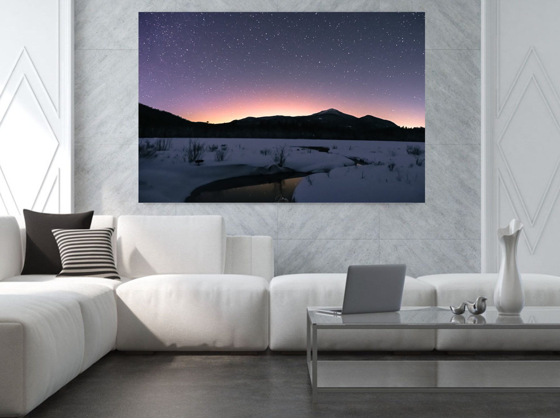 print of a Starlit Aurora over Whiteface