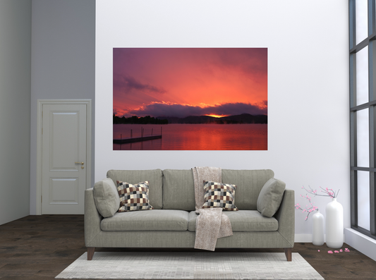 print of a sunset on a lake