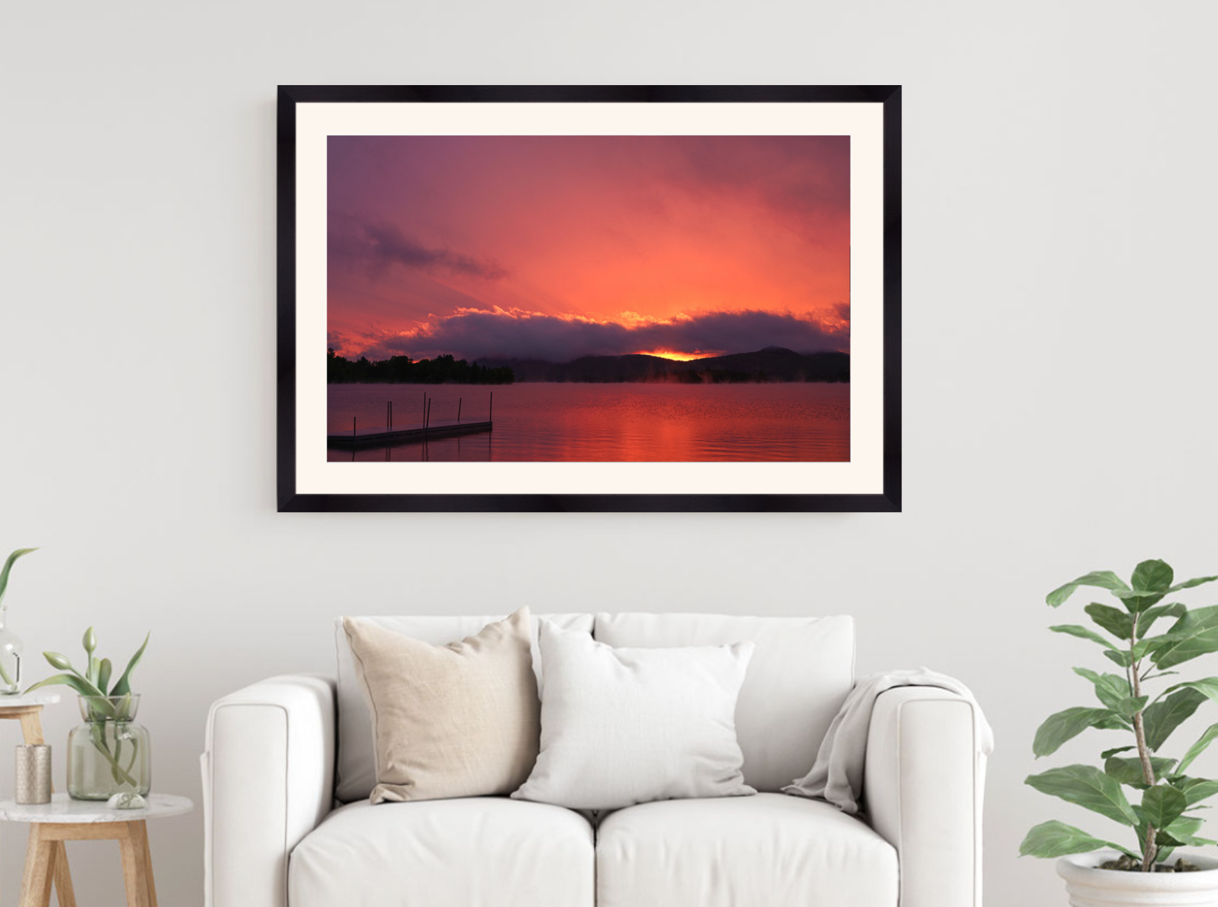 print of a sunset on a lake