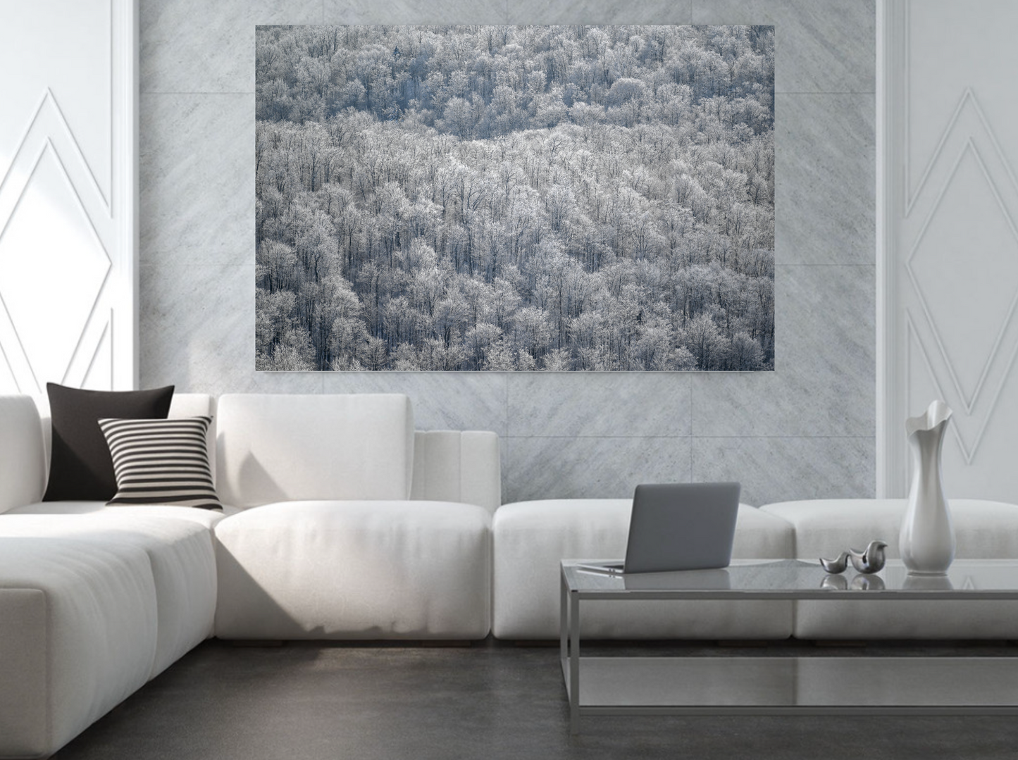 print of a frozen trees