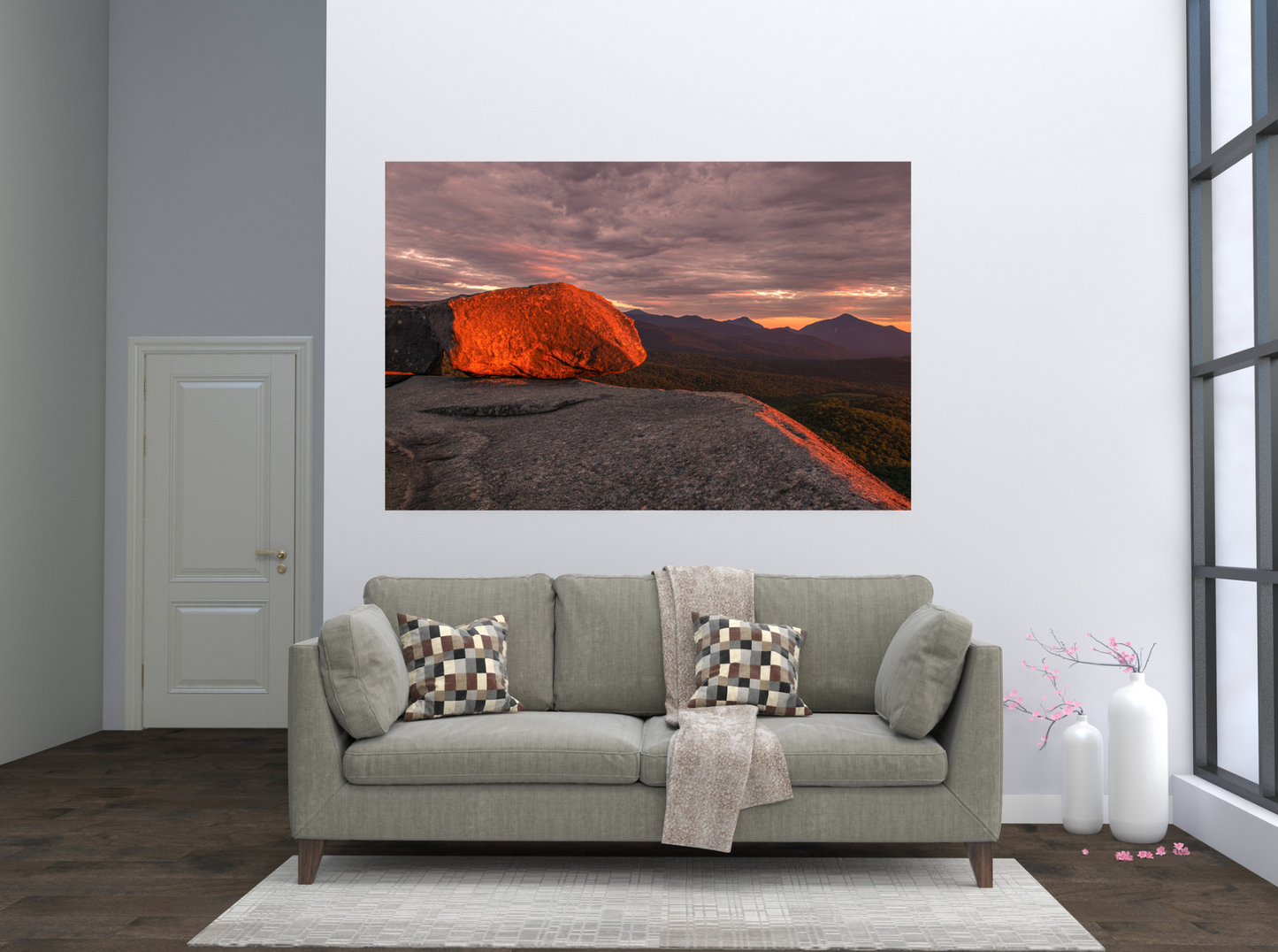 print of a sunrise at Balanced Rocks in the Adirondack Mountains