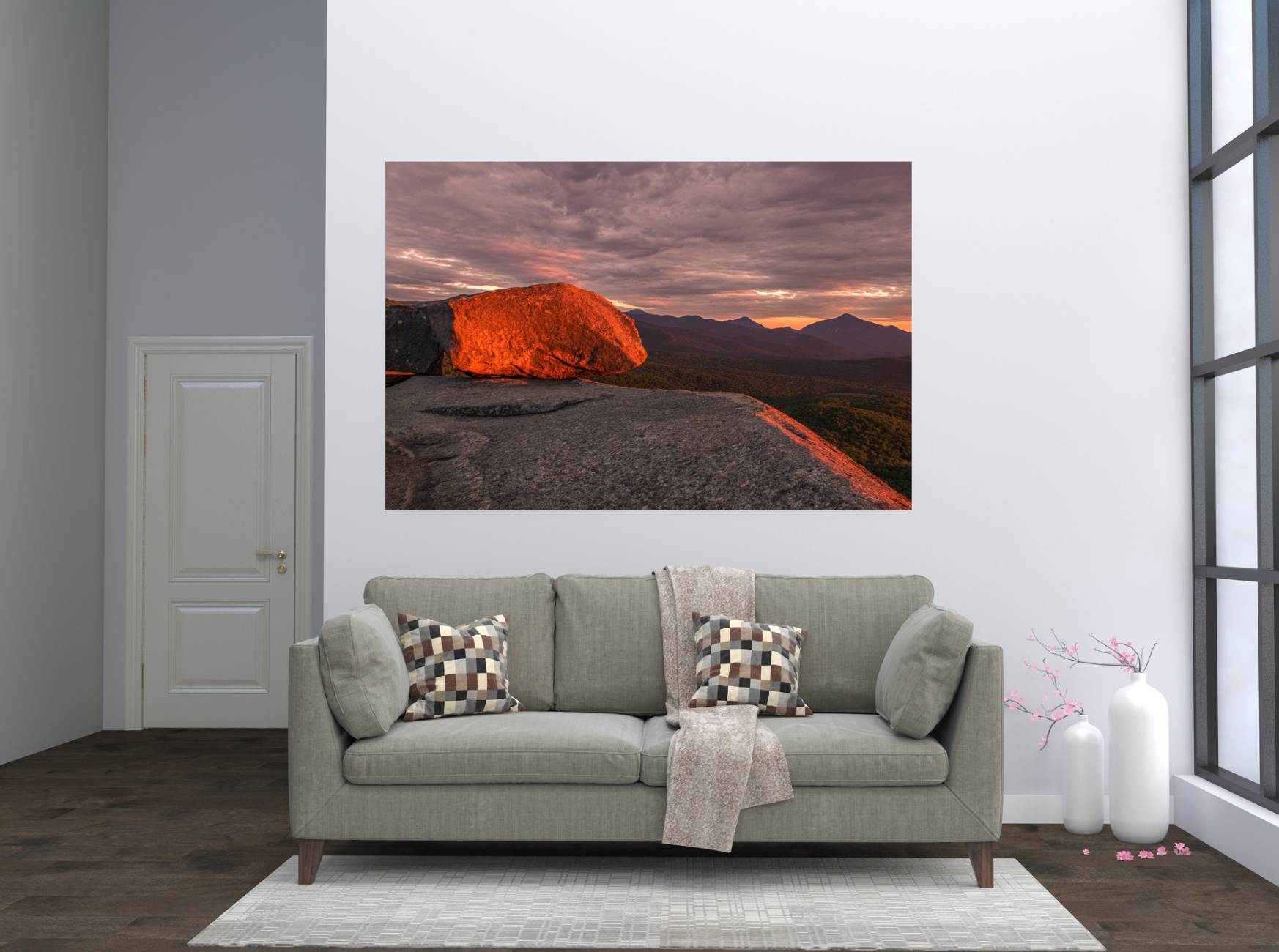 print of a sunrise at Balanced Rocks in the Adirondack Mountains