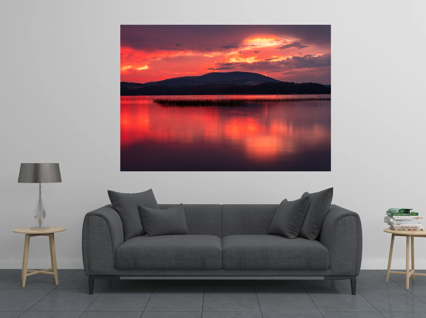 print of a sunset over Tupper Lake