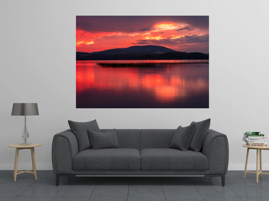 print of a sunset over Tupper Lake