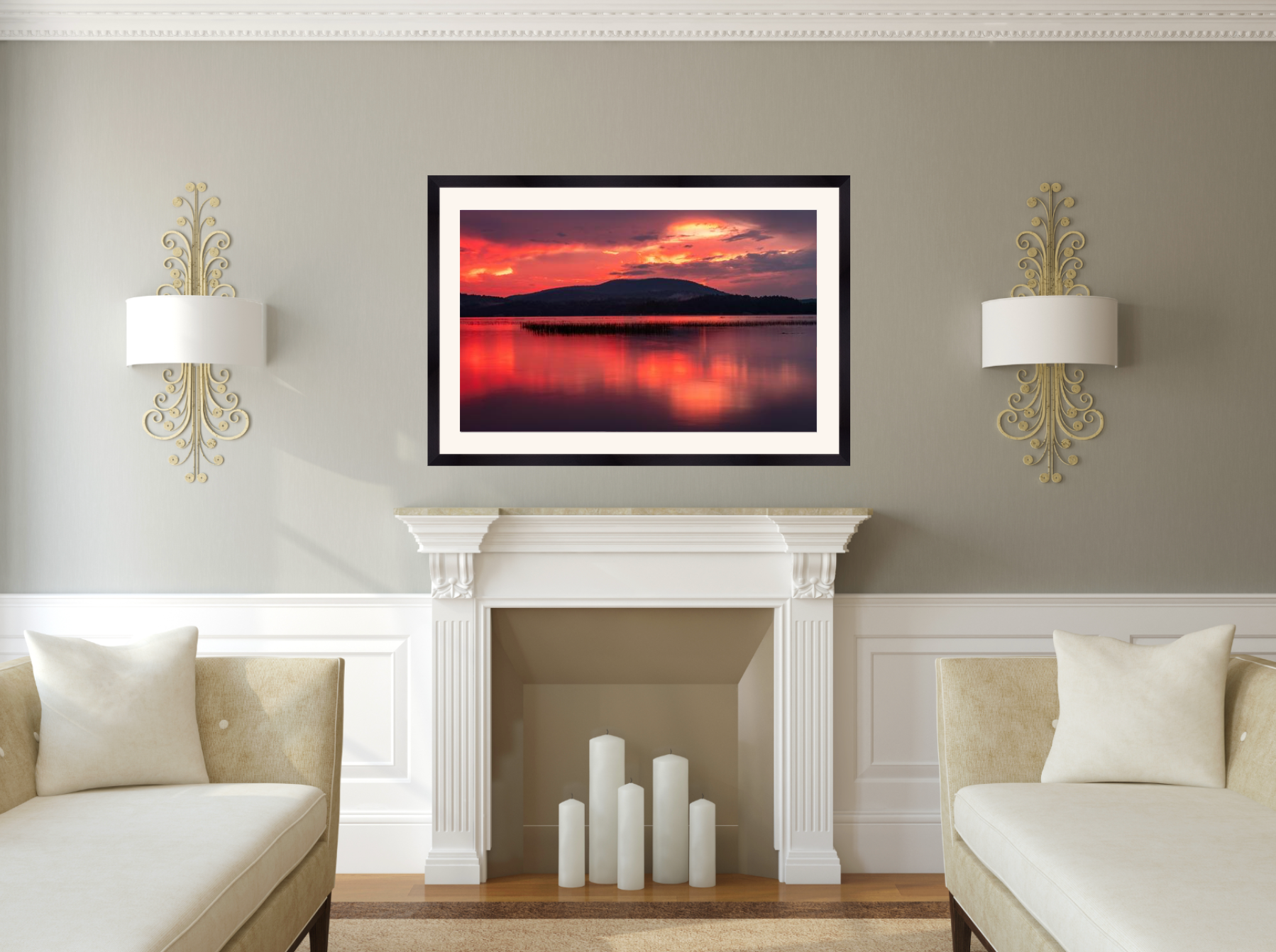 print of a sunset over Tupper Lake