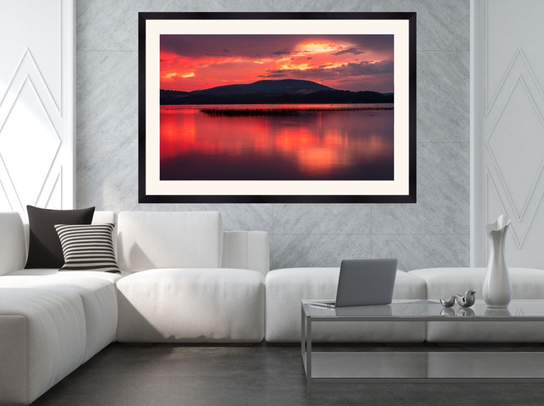 print of a sunset over Tupper Lake
