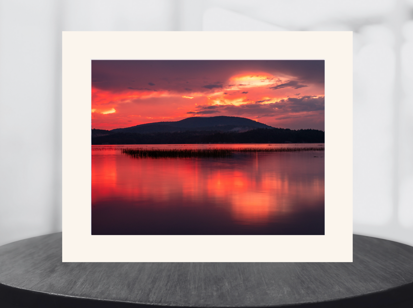 print of a sunset over Tupper Lake