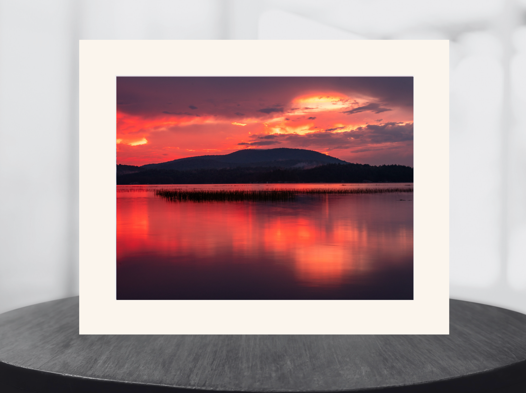 print of a sunset over Tupper Lake