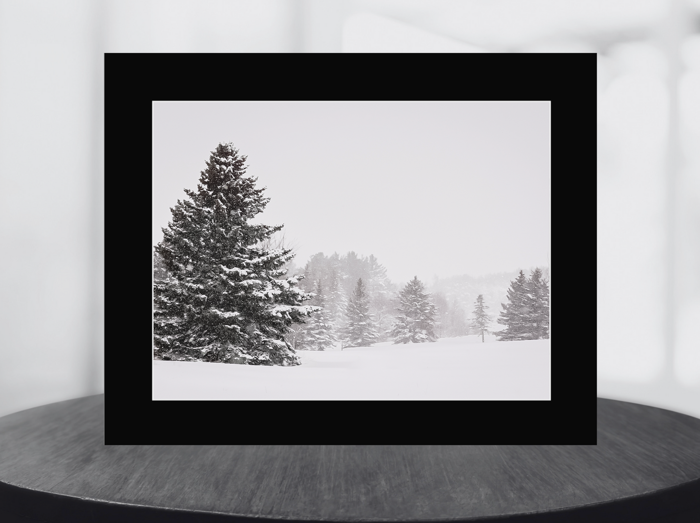 print of snowy trees