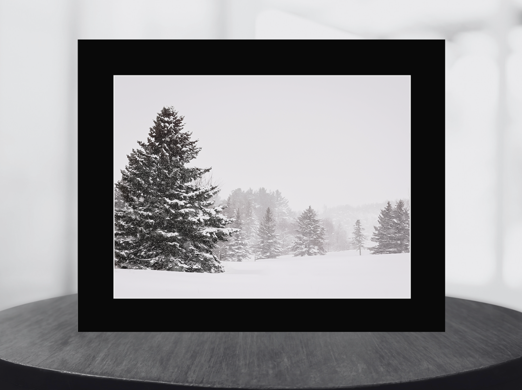 print of snowy trees