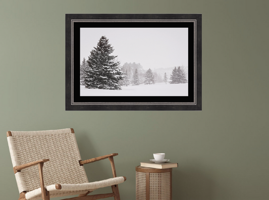 print of snowy trees