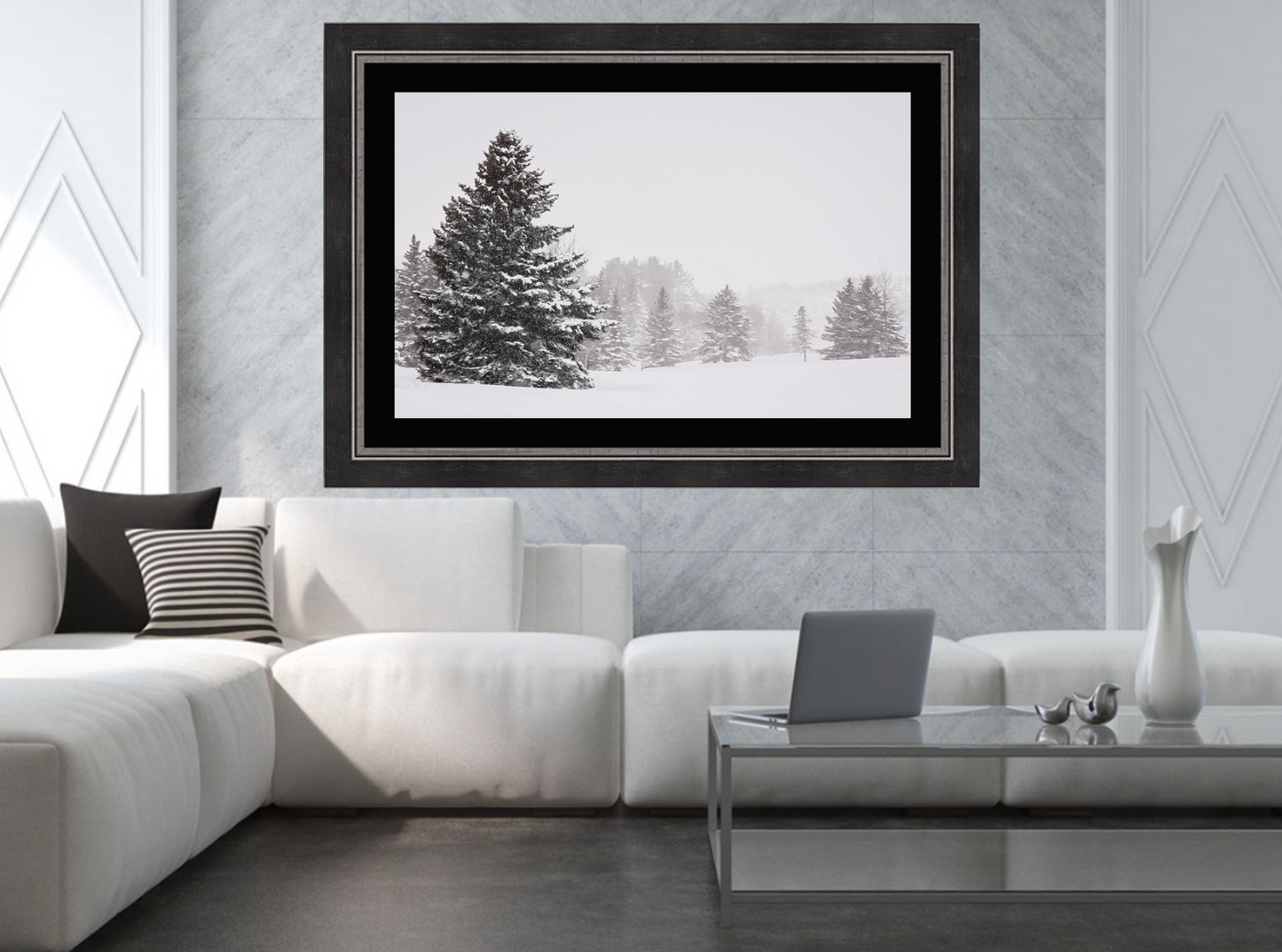 print of snowy trees