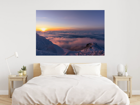 print of a cloud inversion at sunset from whiteface mountain