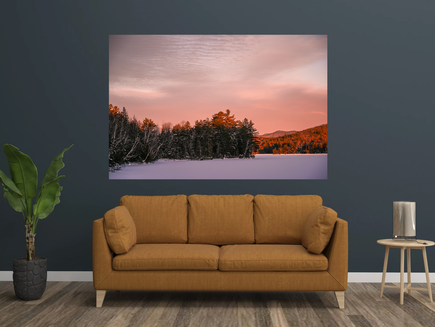 print of a Winter sunset at Franklin Falls Pond