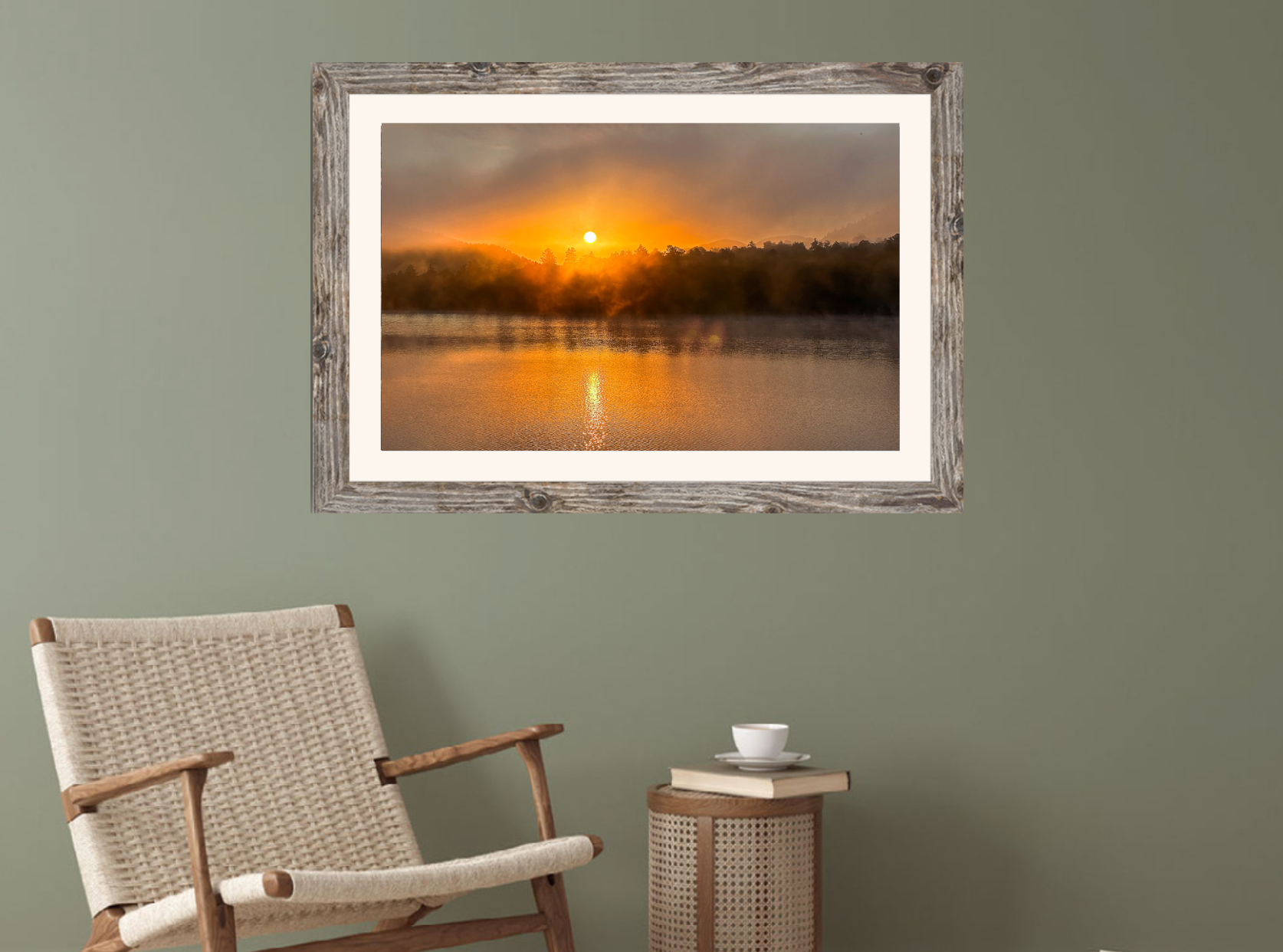 Misty Sunrise Reflections on Mirror Lake, Lake Placid NY