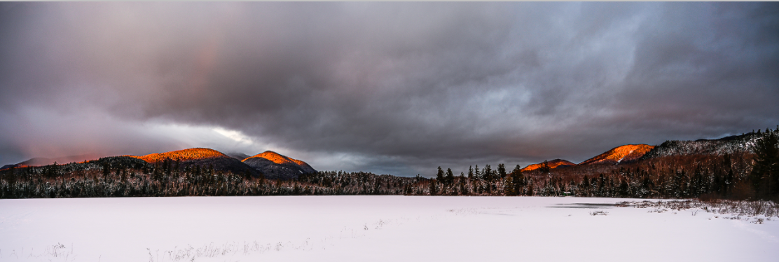 Winter's Alpenglow Panorama Adirondack print