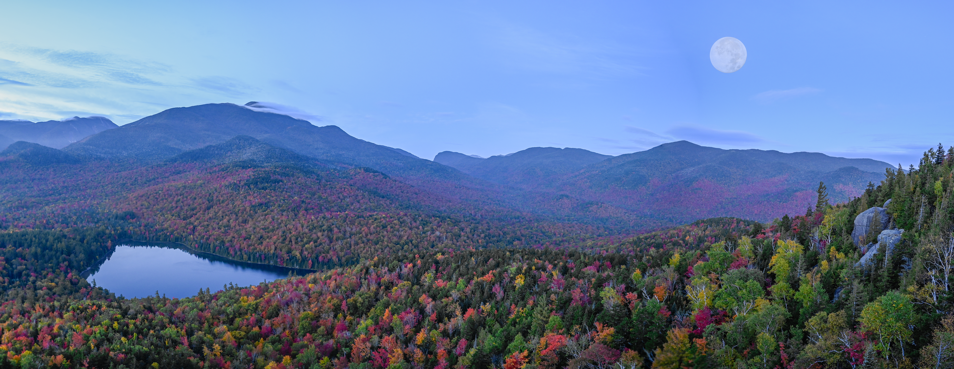 Mt Jo Harvest Moonset Panorama