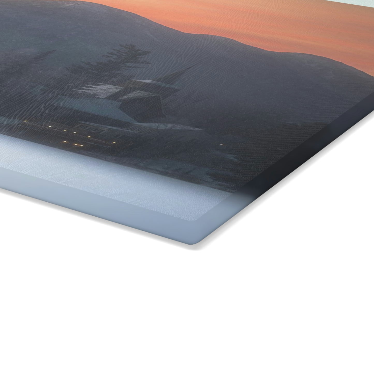Glass Cutting Board - Mirror Lake Winter Sunrise