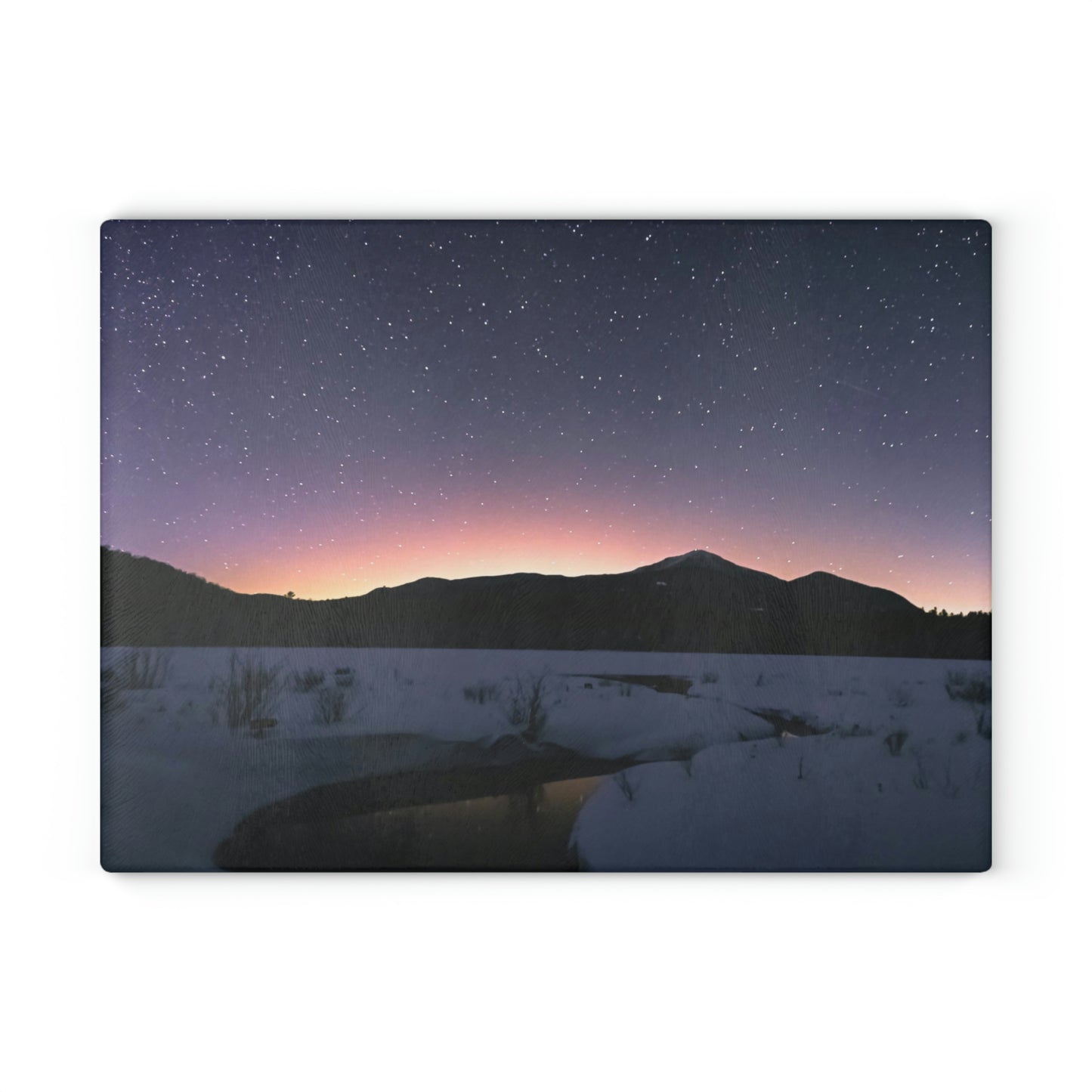 Glass Cutting Board - Starlit Aurora over Whiteface Mt.