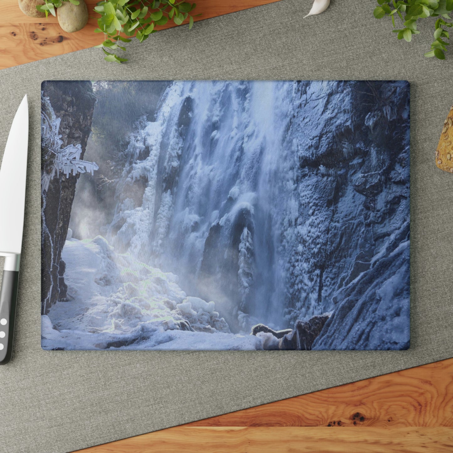 Glass Cutting Board - Frozen Rainbow Falls