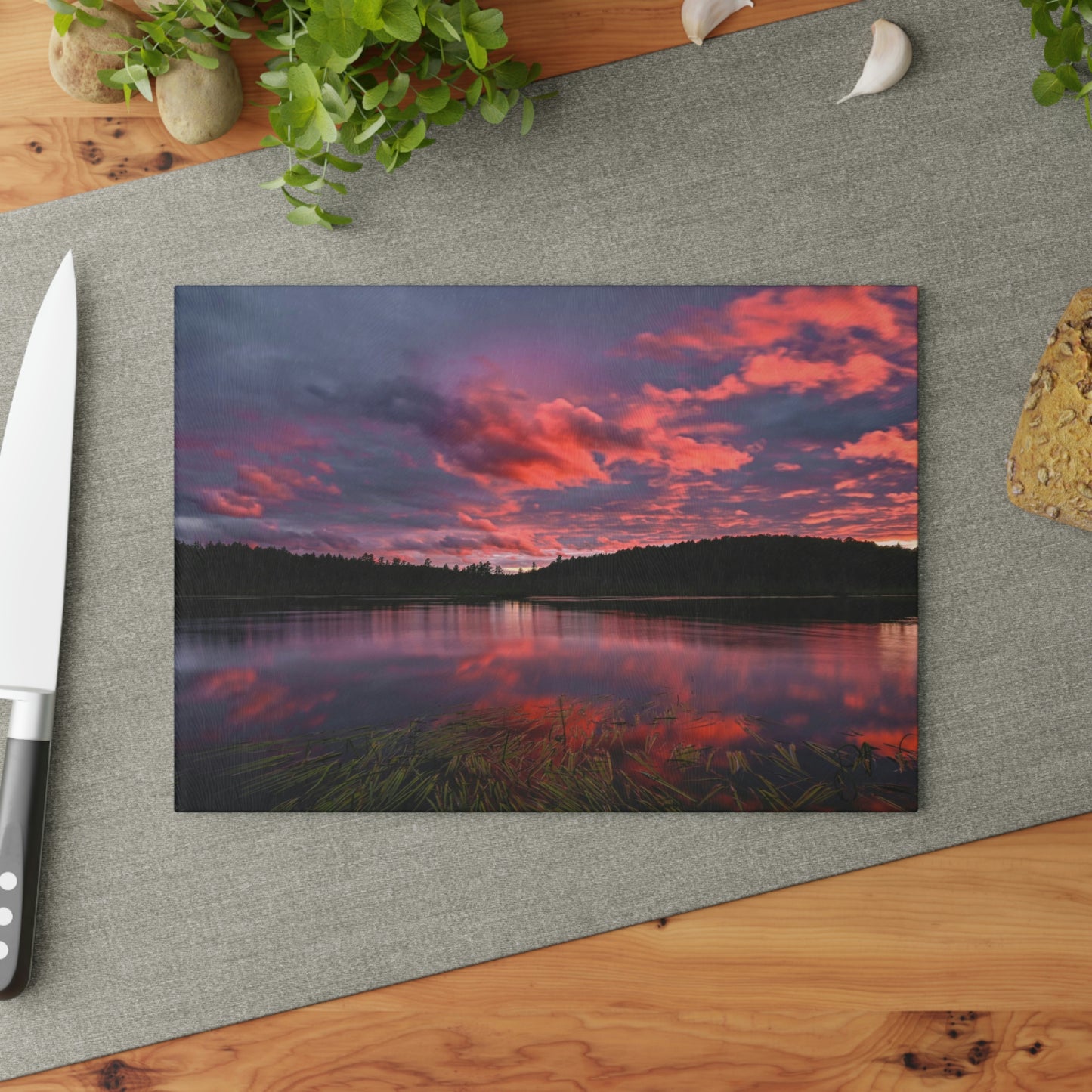 Glass Cutting Board - Reflections of Summer, Colby Lake