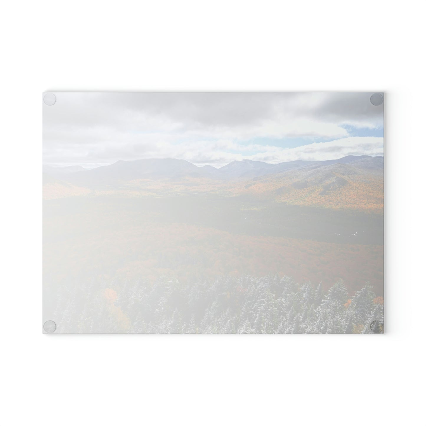Glass Cutting Board - Frosty Fall Day, Mt. Van Hoevenberg