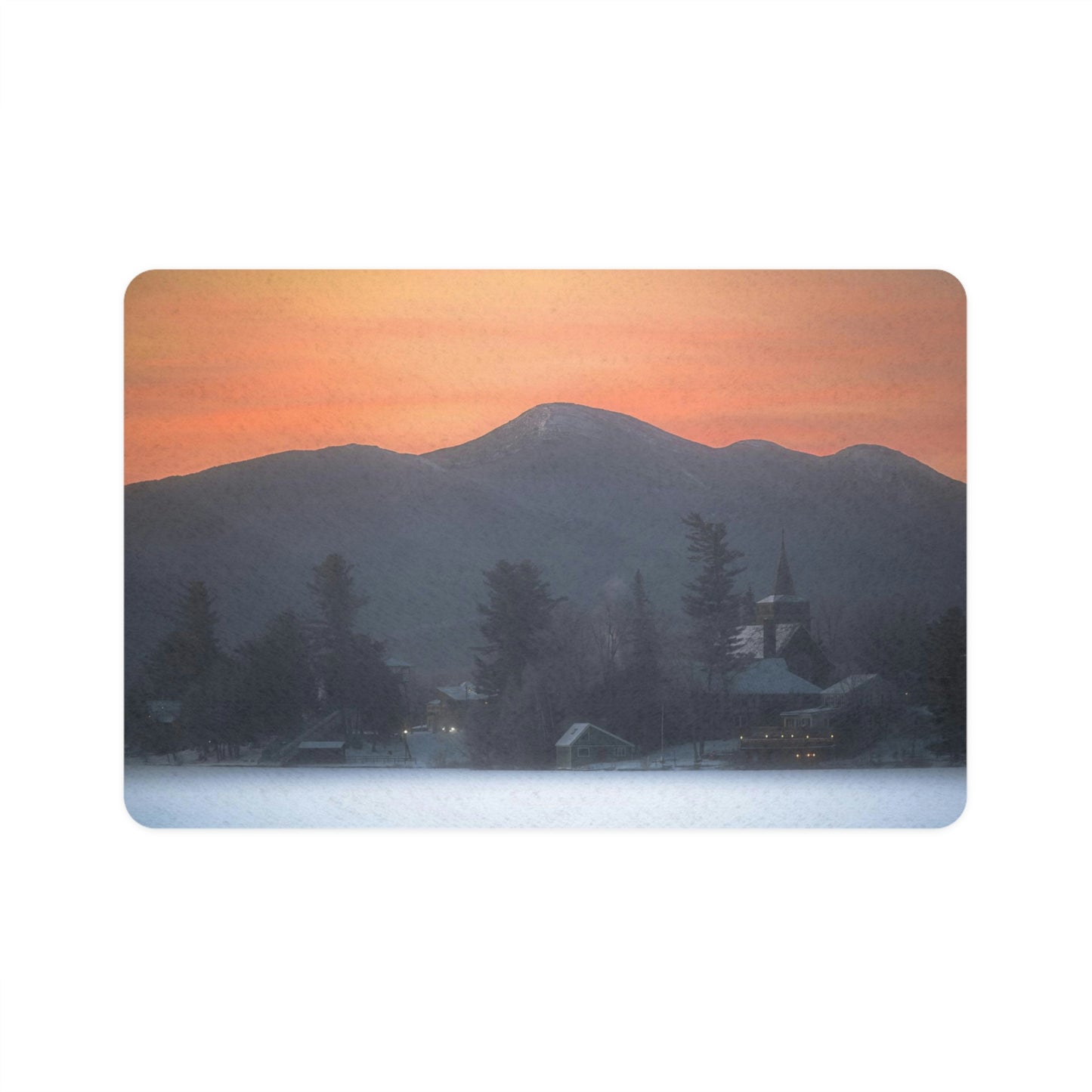 Pet Food Mat - Mirror Lake Winter Sunrise