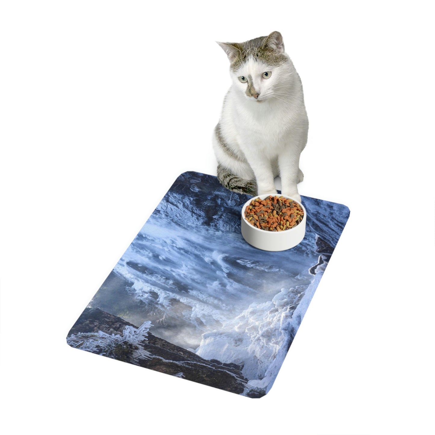 Pet Food Mat - Frozen Rainbow Falls