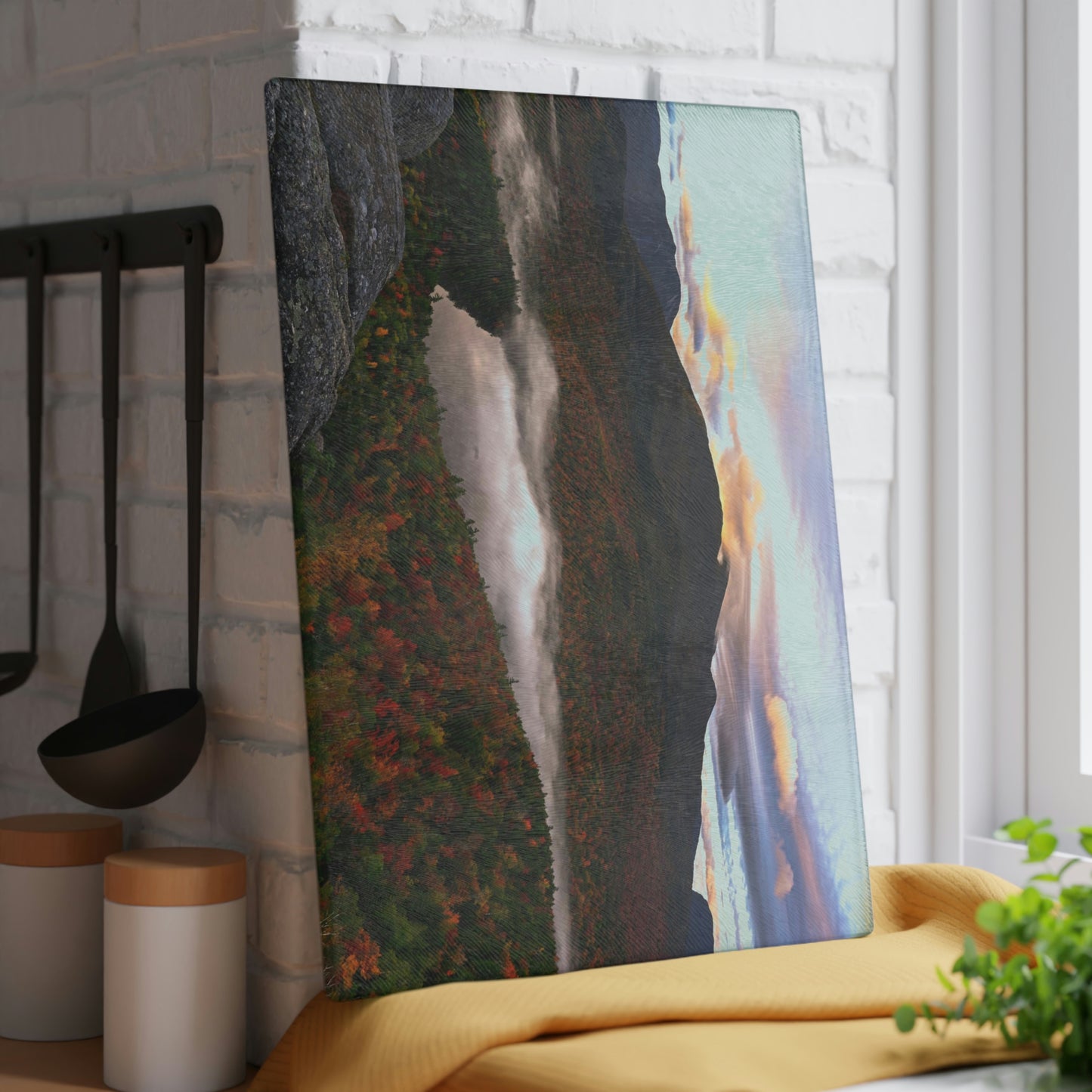 Glass Cutting Board - Autumn Sunrise over Heart Lake