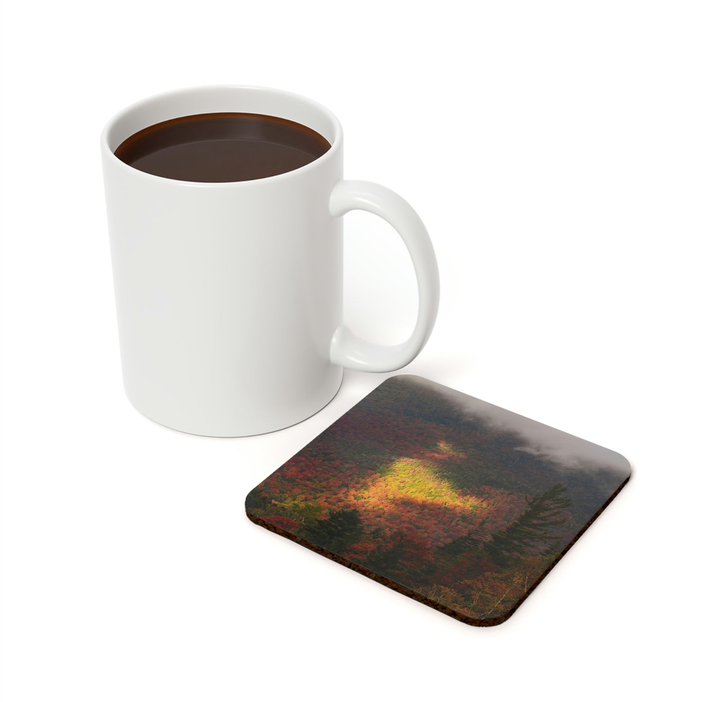 Cork Back Coaster - Adirondack Fall Fog & Foliage