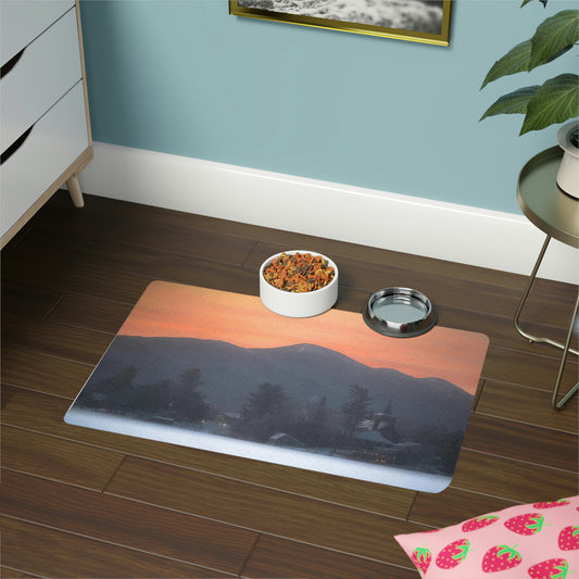 Pet Food Mat - Mirror Lake Winter Sunrise