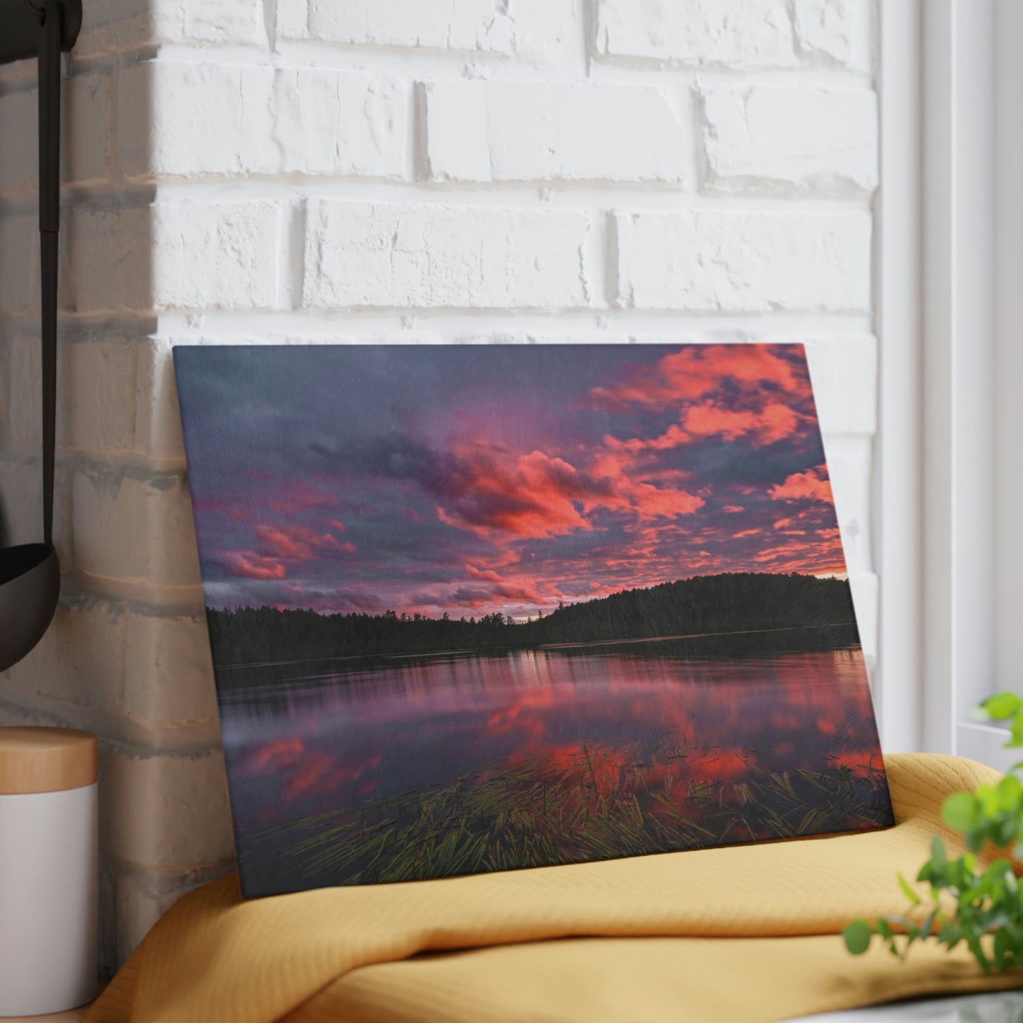 Glass Cutting Board - Reflections of Summer, Colby Lake